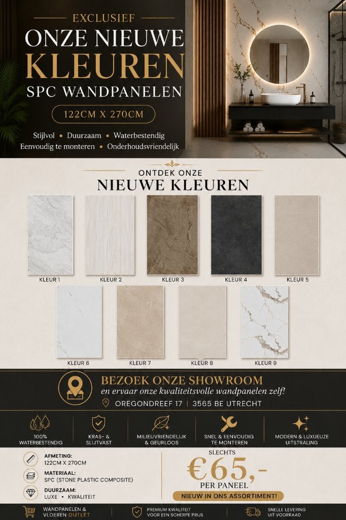 Exclusieve SPC WANDPANELEN 122cm x 270cm, Ophalen, Nieuw, Overige materialen, Minder dan 20 mm