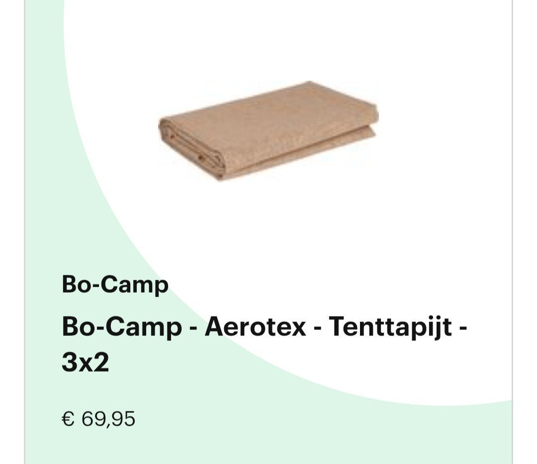 Bo-Camp Aerotex tenttapijt NIEUW 3x2m, Caravans en Kamperen, Ophalen of Verzenden, Nieuw