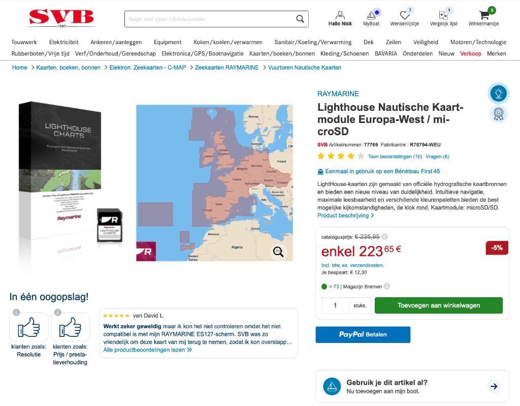 Raymarine Lighthouse Nautische Kaartmodule Europa-West, Ophalen, Nieuw, Kaartplotter of Fish Finder