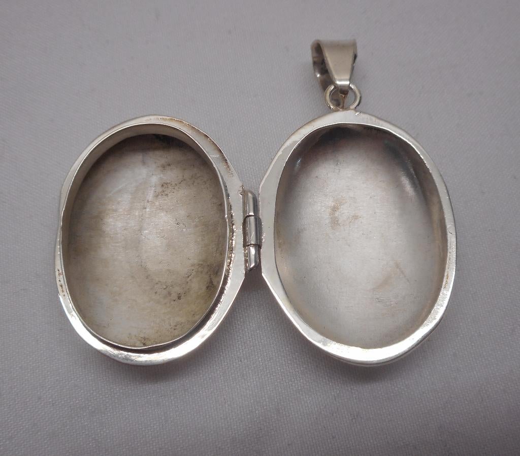Zilveren grote medallion hanger nr.1415, Verzenden, Zo goed als nieuw, Zilver, Zilver