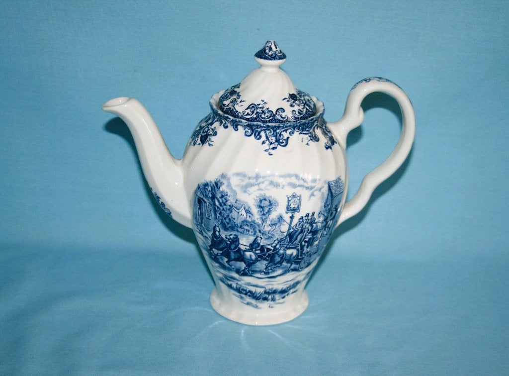Vintage engels theepot met blauw-wit decor, Overige merken, Johnson Brothers, Ophalen of Verzenden, Zo goed als nieuw