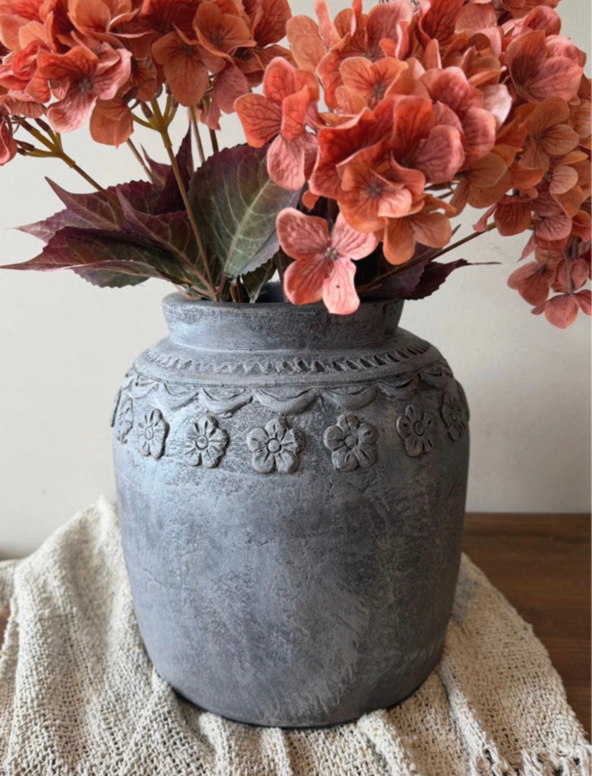 Mooie grote pot - vaas - kruik met bloemmotief, Antiek en Kunst, Ophalen of Verzenden