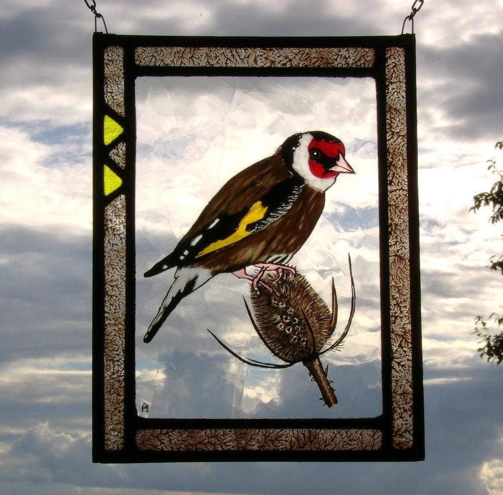 Zangvogel putter vink mus roodborstje glas in lood raam, Ophalen of Verzenden, Nieuw, Overige typen