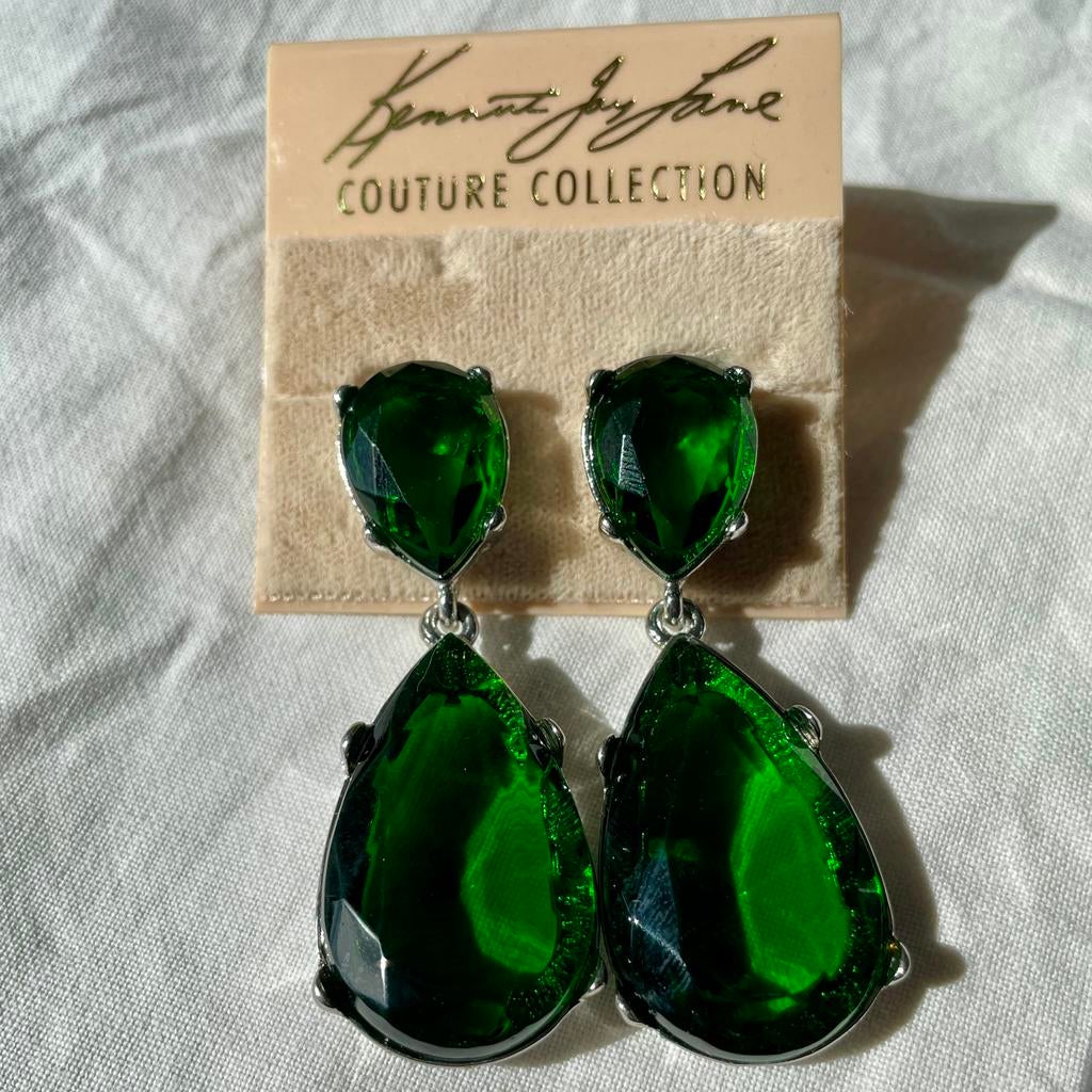 Kenneth Jay Lane, couture collection oorbellen, smaragdgroen, Ophalen of Verzenden, Zo goed als nieuw, Overige materialen