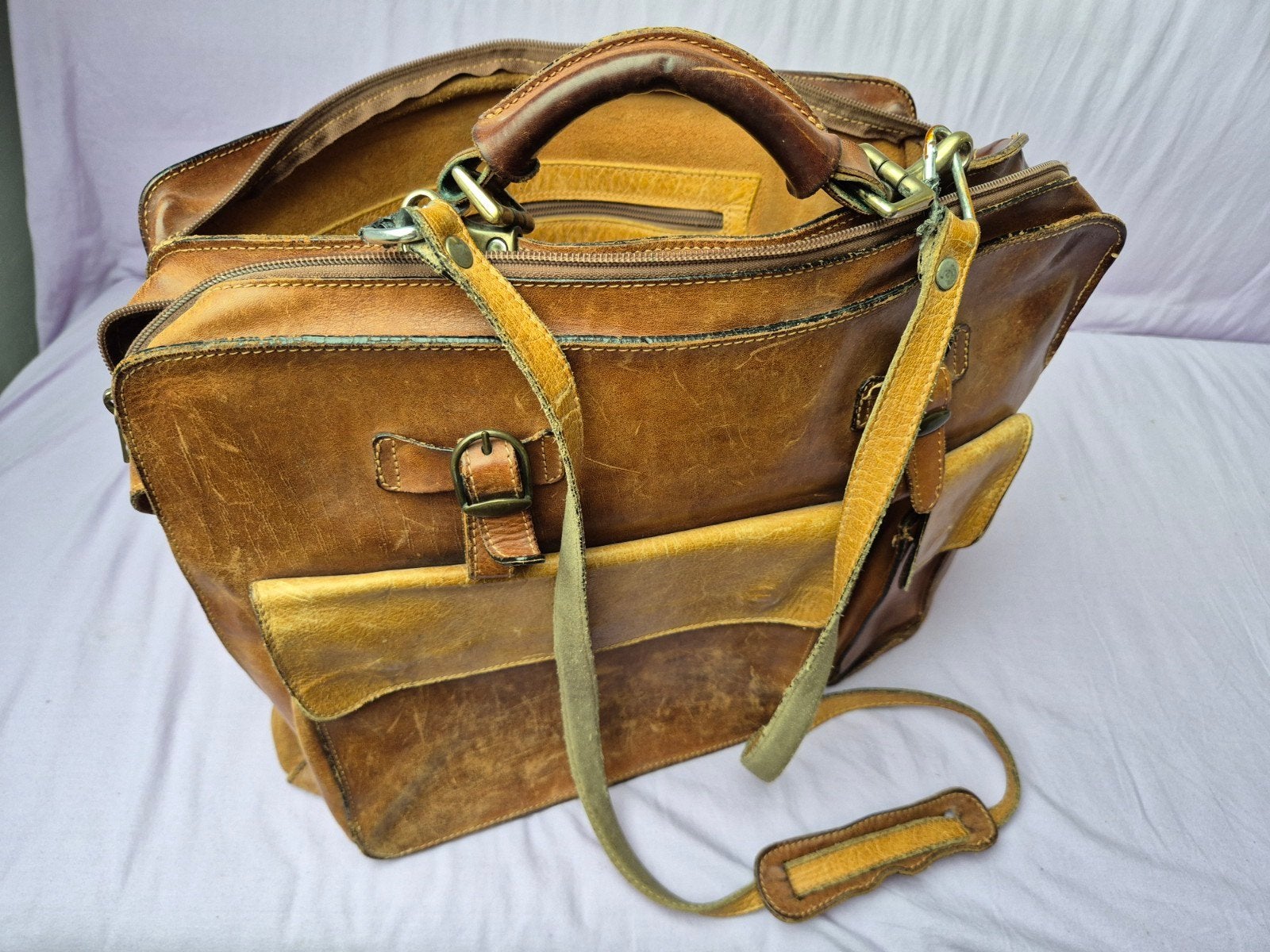 Max Il Cuoiaio lederen tas, Italië, Pisa, 40 tot 60 cm, Bruin, Minder dan 35 cm, Minder dan 20 cm