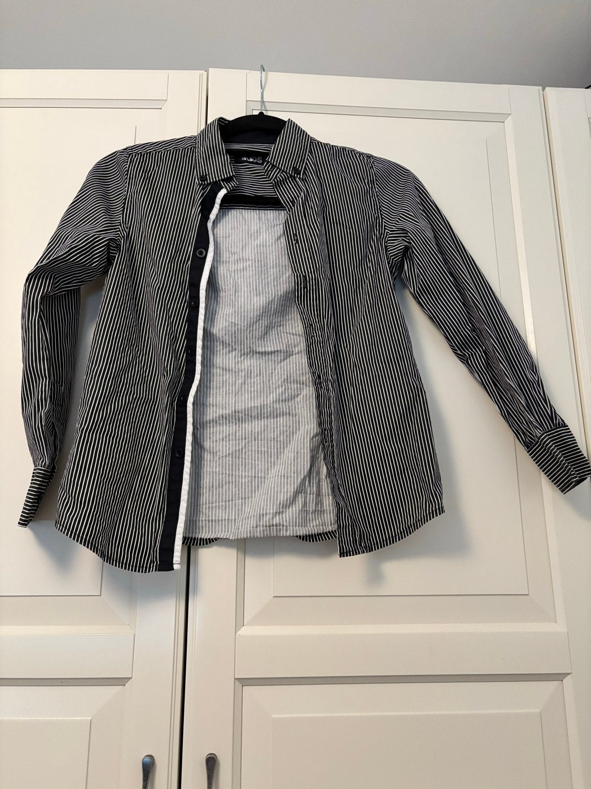 Zwarte gestreepte blouse voor jongens - ZARA Kids, Ophalen of Verzenden, Zo goed als nieuw, Jongen, Overhemd of Blouse