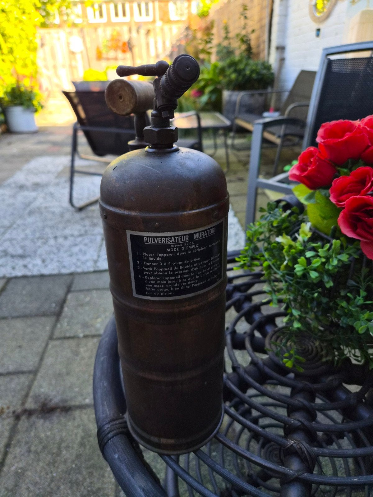 Antieke koperen plantenspuit - Pulverisateur Muratori, Ophalen of Verzenden
