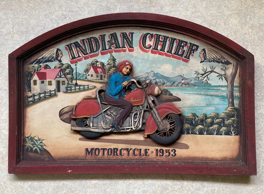 Indian Chief bord 60x40 cm, Motoren, Ophalen of Verzenden