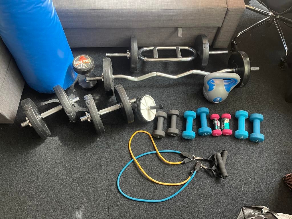 Complete Fitness Set: Halters, Kettlebell, Stangen & Meer, Ophalen, Gebruikt, Armen, Halterstangen