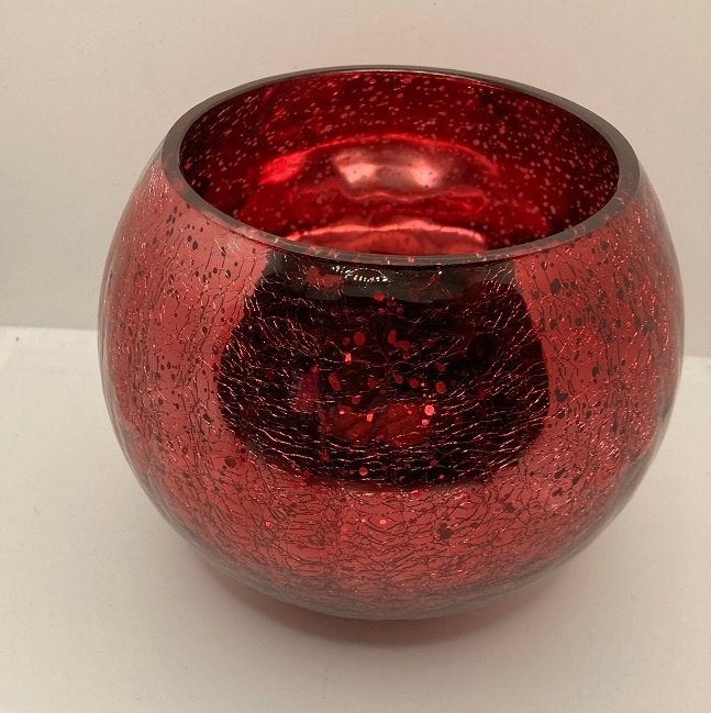 WINDLICHT BOL CRAQUELE GLAS PAREL EFFECT ROOD 15 cm, Huis en Inrichting, Woonaccessoires | Kandelaars en Kaarsen, Overige materialen