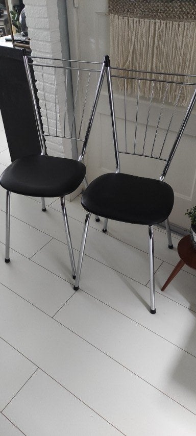Vintage stoelen buisframe skaileer 2x, Ophalen, Gebruikt, Twee, Zwart
