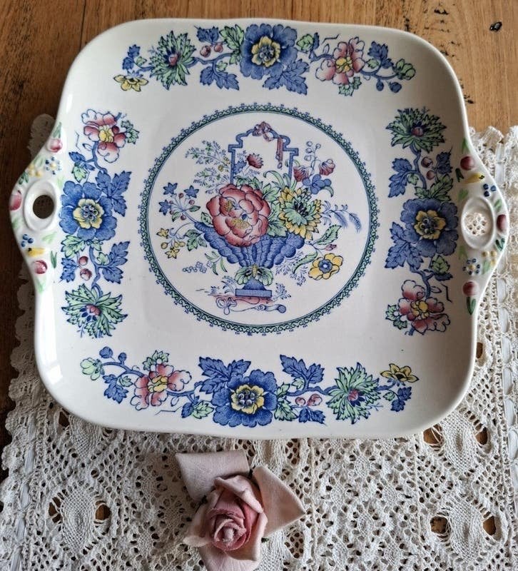 Vintage serveerschaal Mason's Strathmore pink & blue, C4792, Ophalen of Verzenden