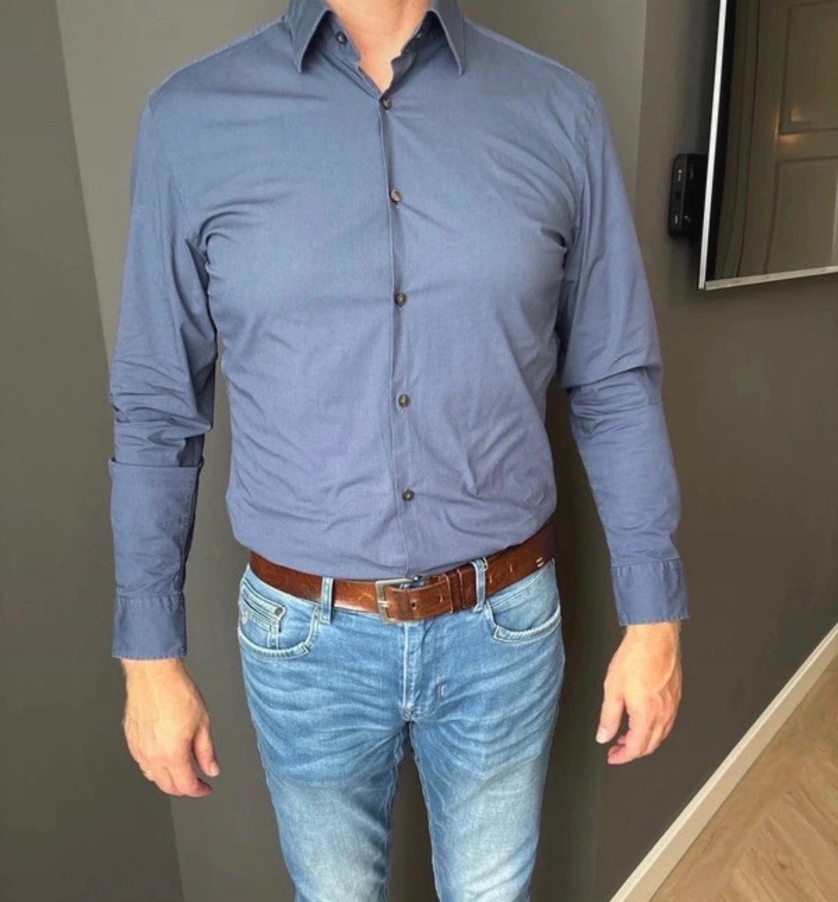 Boss overhemd heren maat 42 - Zo goed als nieuw, Ophalen of Verzenden, Zo goed als nieuw, Blauw, Halswijdte 41/42 (L)