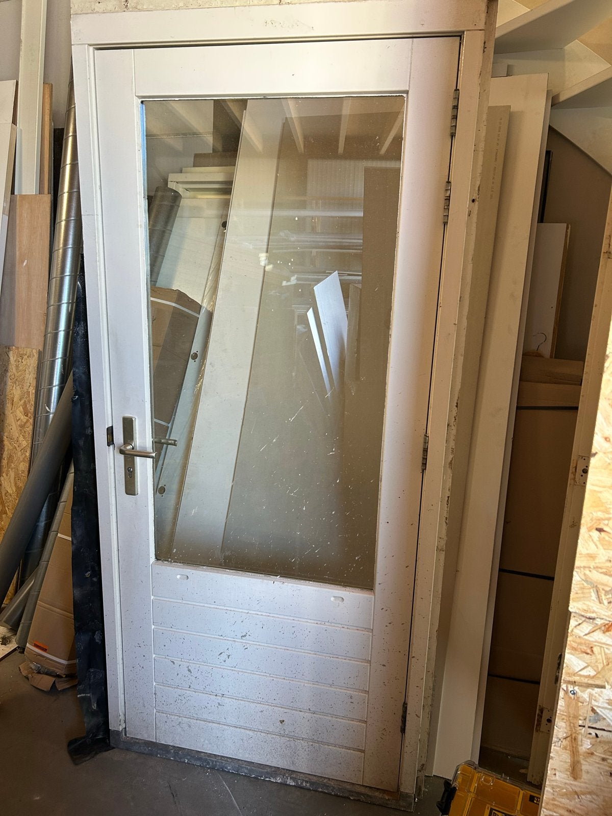 Gebruikte buitendeur met glas en kozijn, Doe-het-zelf en Verbouw, Deuren en Horren, Gebruikt, 80 tot 100 cm, Ophalen of Verzenden