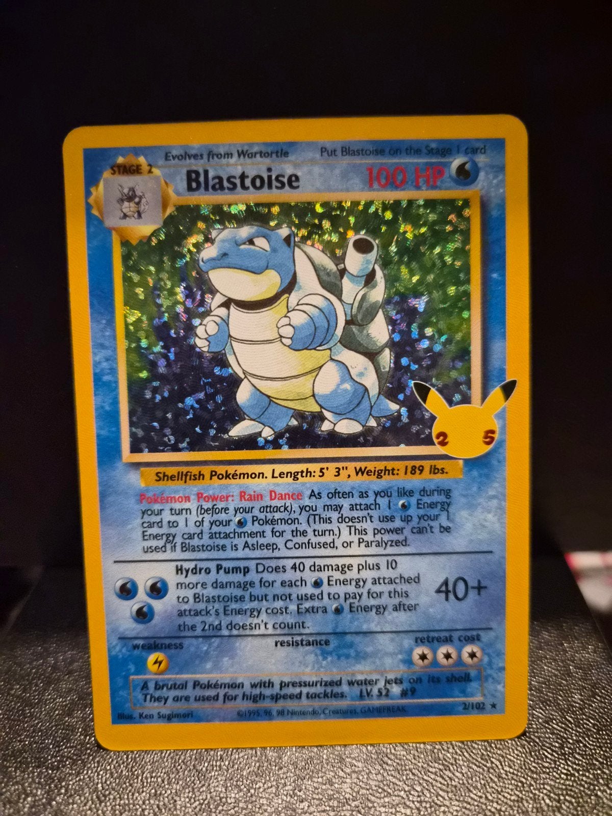 Blastoise Celebrations Pokémon Kaart 2 - Zo goed als nieuw, Hobby en Vrije tijd, Ophalen of Verzenden, Zo goed als nieuw, Losse kaart