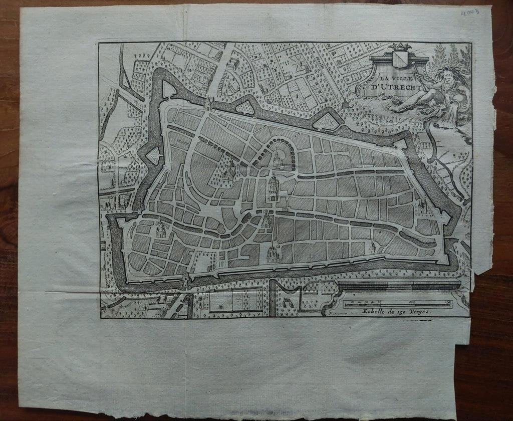 U003 / Plattegrond Utrecht Kopergravure ca 1660 J. Harrewijn, Ophalen of Verzenden