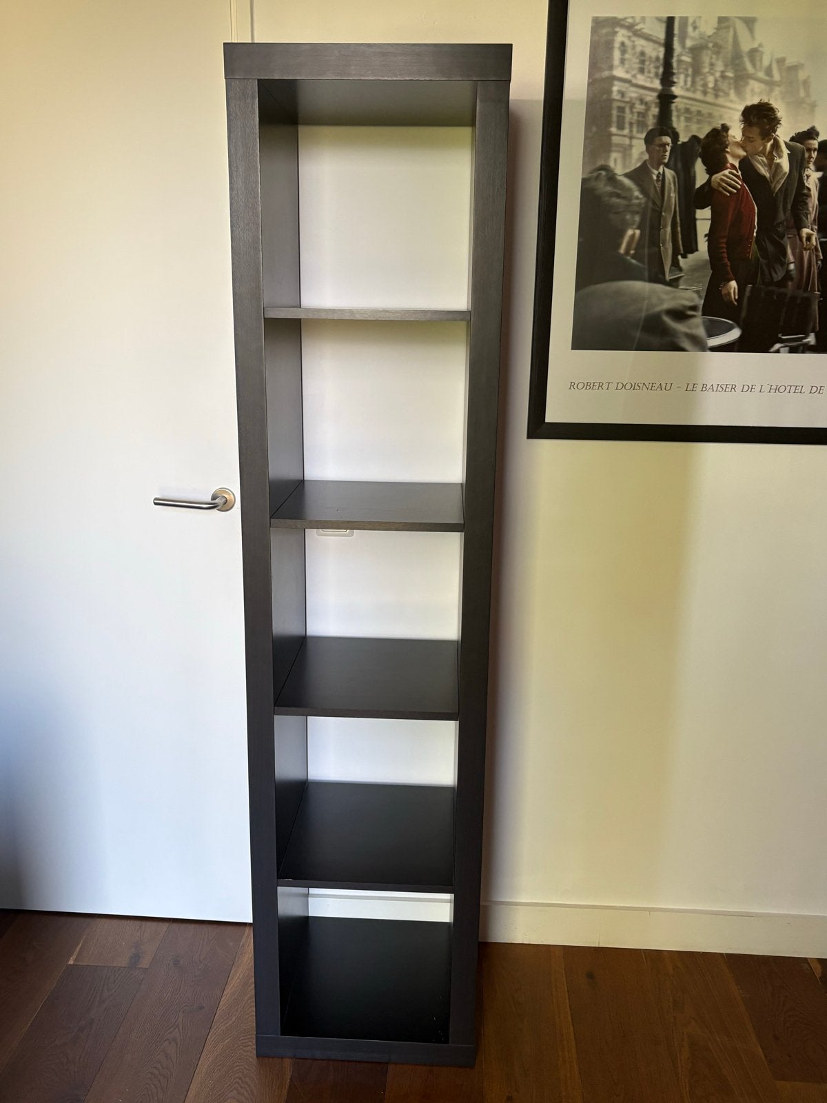 IKEA Kallax kast Zwartbruin - 5-vakken, Ophalen, Met plank(en), Minder dan 50 cm, Gebruikt