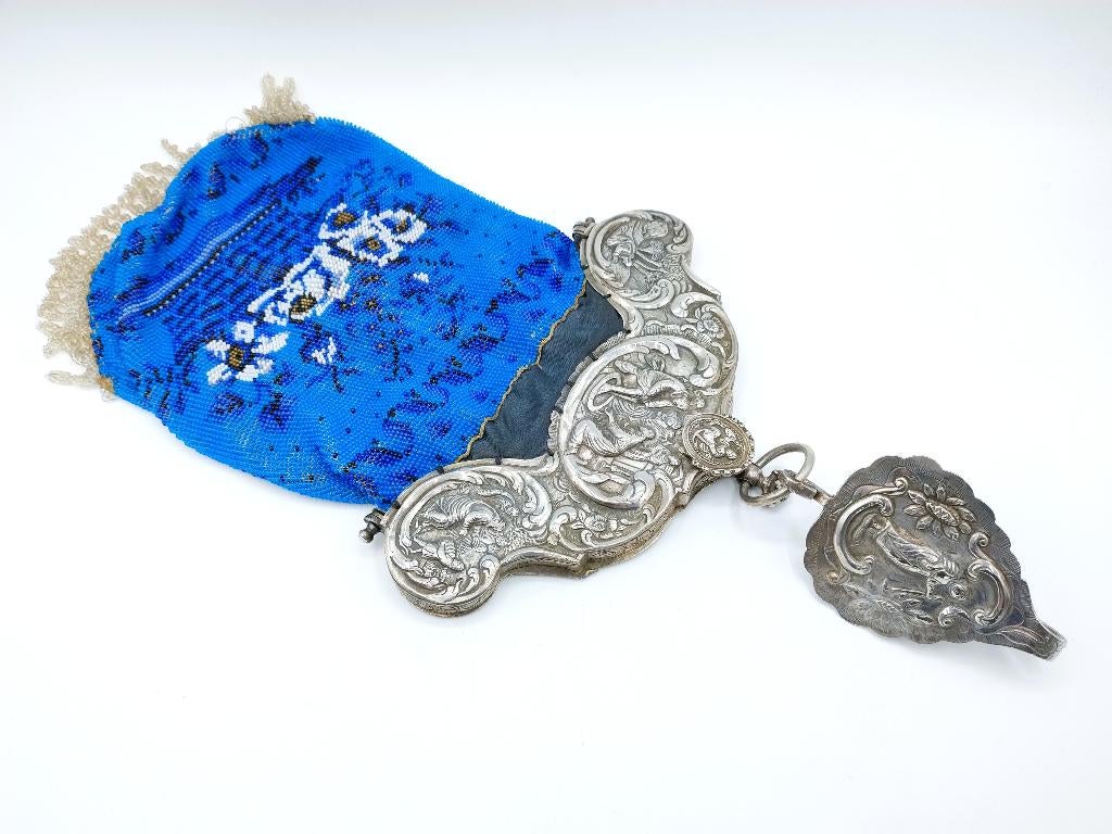 Zilveren tasbeugel met rokhaak, H. van der Heyden Leeuwarden, Verzenden, Zilver