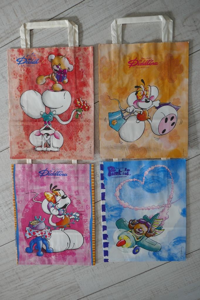 4 Diddl tasjes, Verzamelen, Diddl, Ophalen of Verzenden, Diddl, Nieuw, Papier, Kaart of Schrift