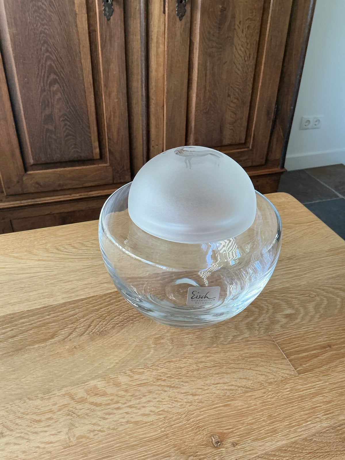 Eisch glazen pot met deksel met rendier. Glaskultur Germany., Antiek en Kunst, Ophalen of Verzenden