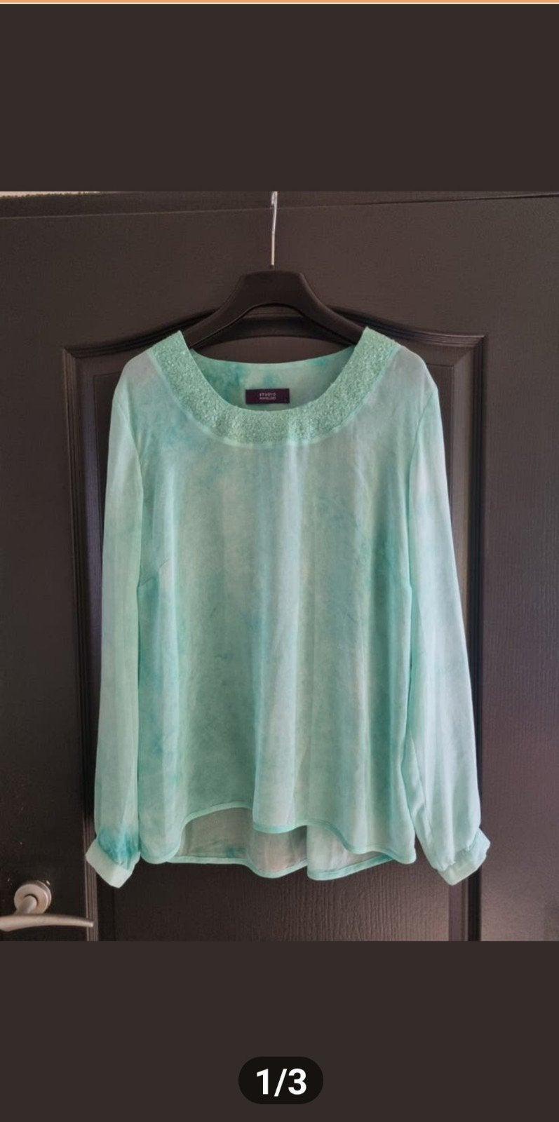 Studio Anneloes blouse maat L, mintgroen met pailletten, Studio Anneloes, Maat 42/44 (L), Ophalen of Verzenden, Zo goed als nieuw