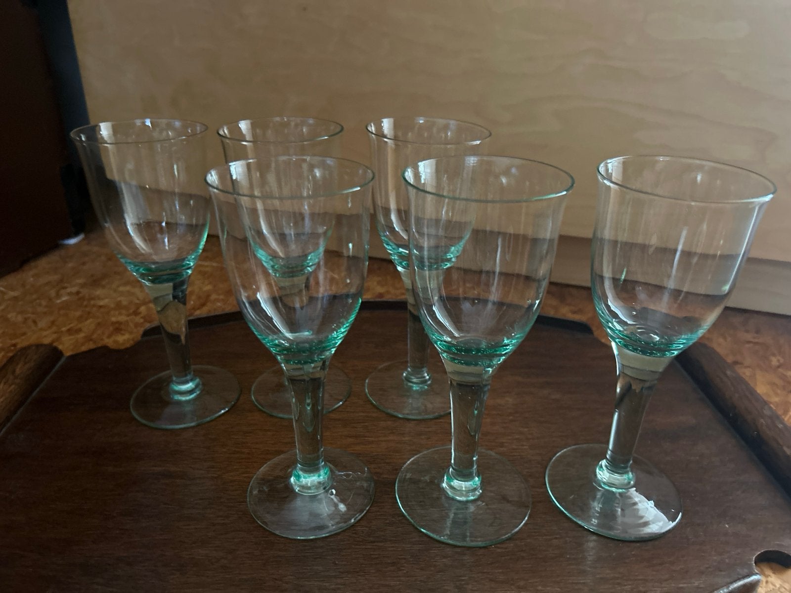 Vintage gerecyclede mondgeblazen wijnglazen, Huis en Inrichting, Keuken | Servies, Ophalen of Verzenden, Glas, Glas of Glazen