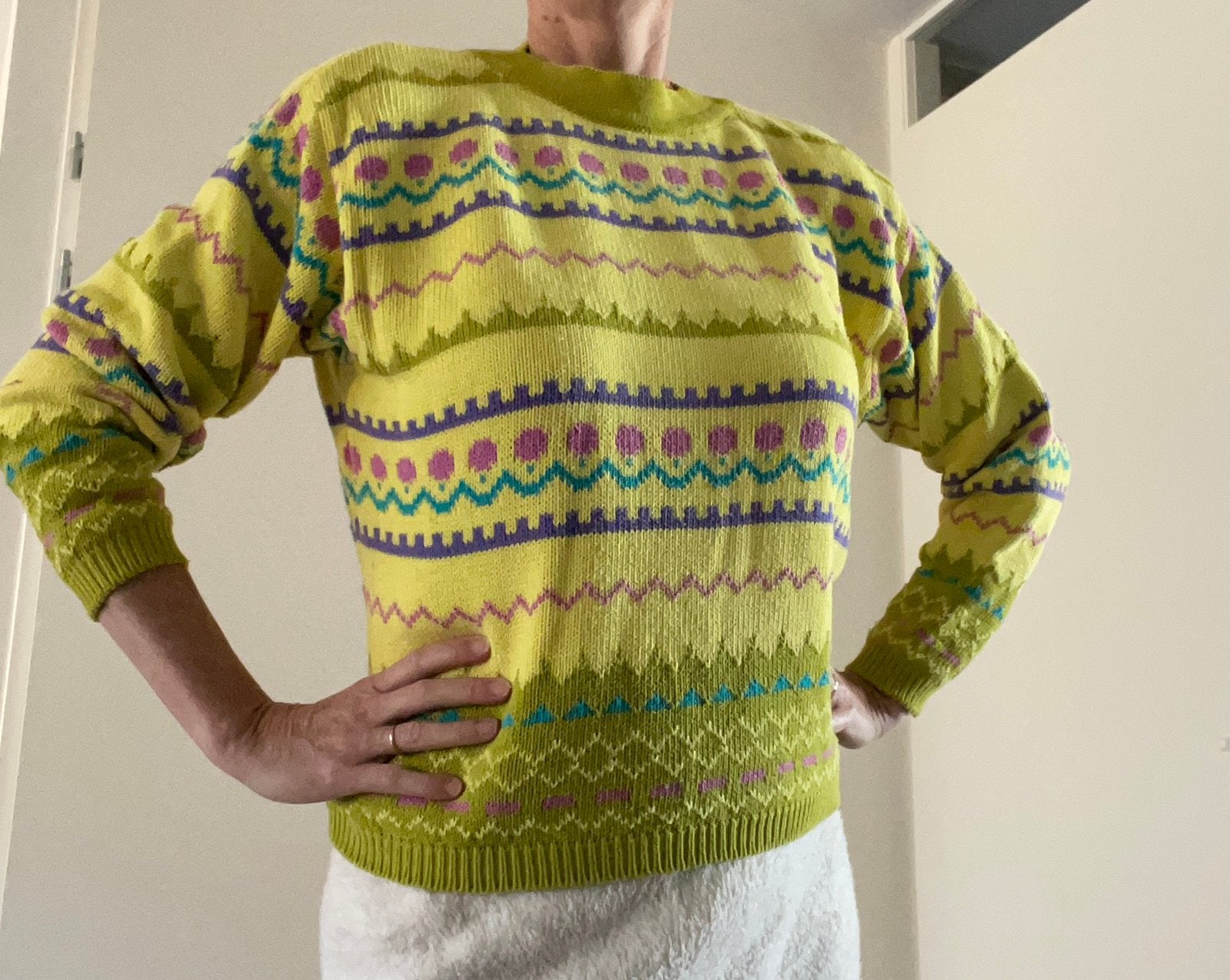 Vintage United Colours of Bennetton trui sweater 100% katoen, Ophalen of Verzenden, Gedragen, Maat 38/40 (M), Meerkleurig