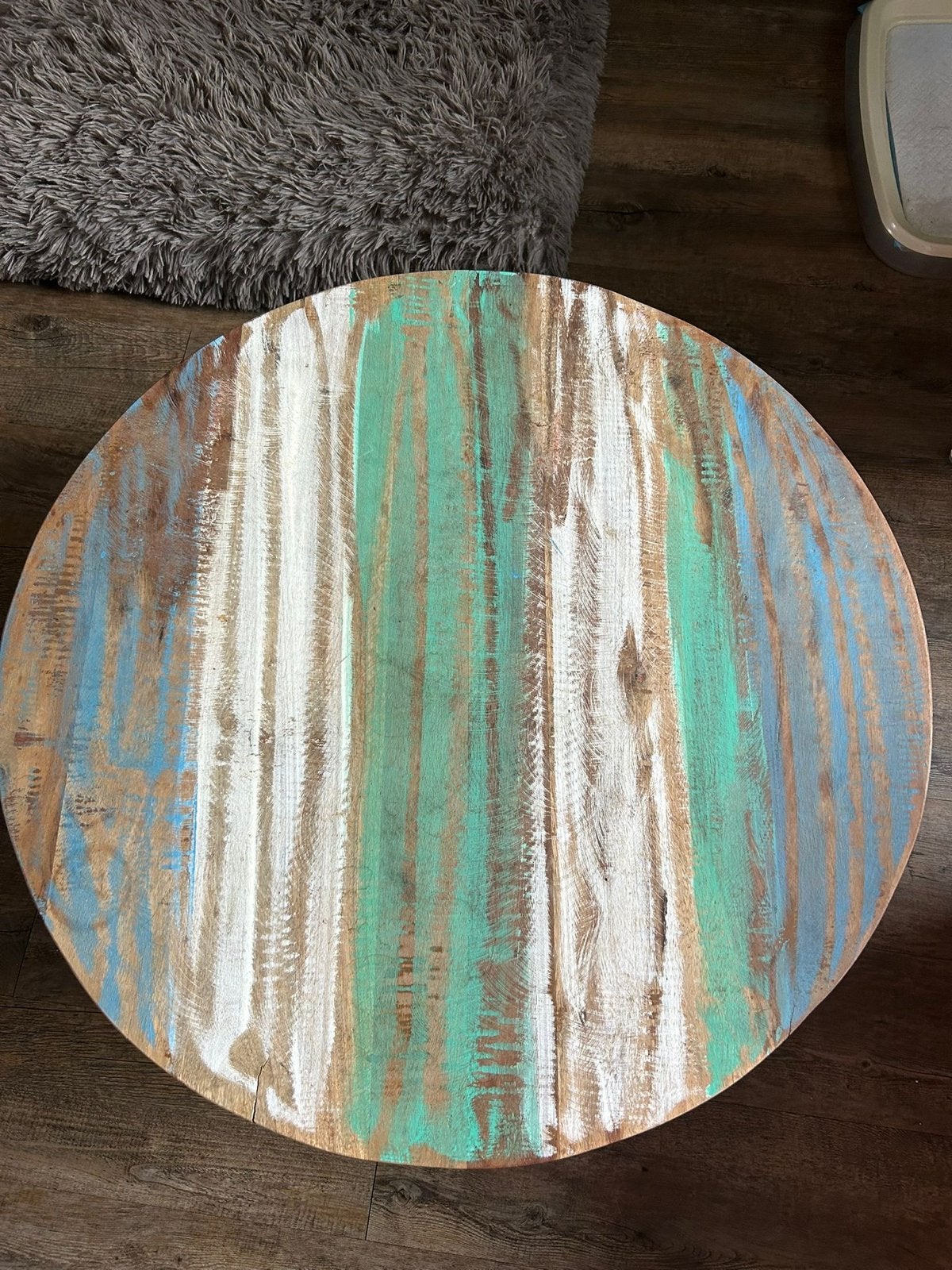 Ronde Industriële Salontafel met Unieke uitstraling, Ophalen, Gebruikt, Rond, 50 tot 100 cm