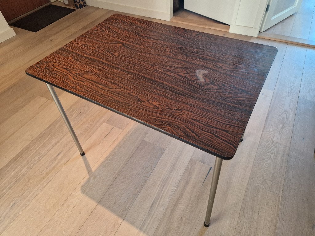 Vintage/retro jaren 70 bruine formica keukentafel #076, Verzamelen, Retro, Ophalen, Huis en Inrichting