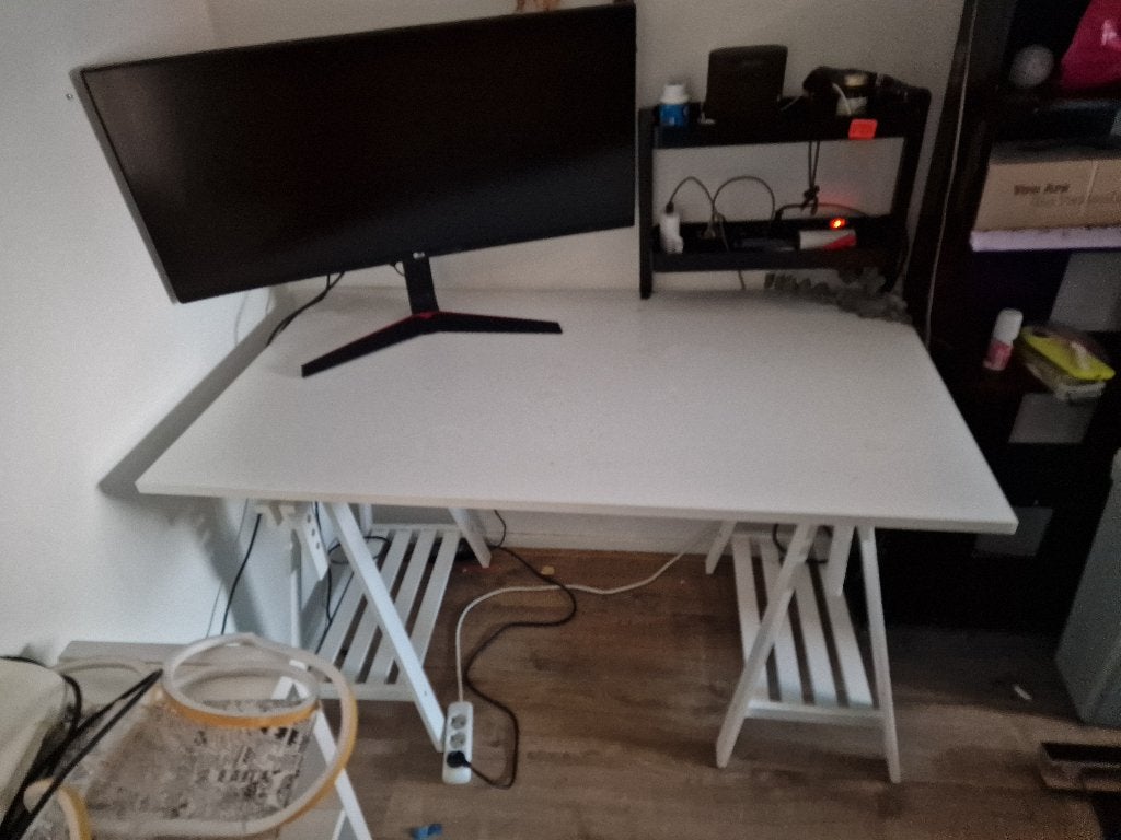 MITTBACK trestles witte met verstelbare schragen, Ophalen, 100 tot 150 cm, 50 tot 100 cm, Zo goed als nieuw