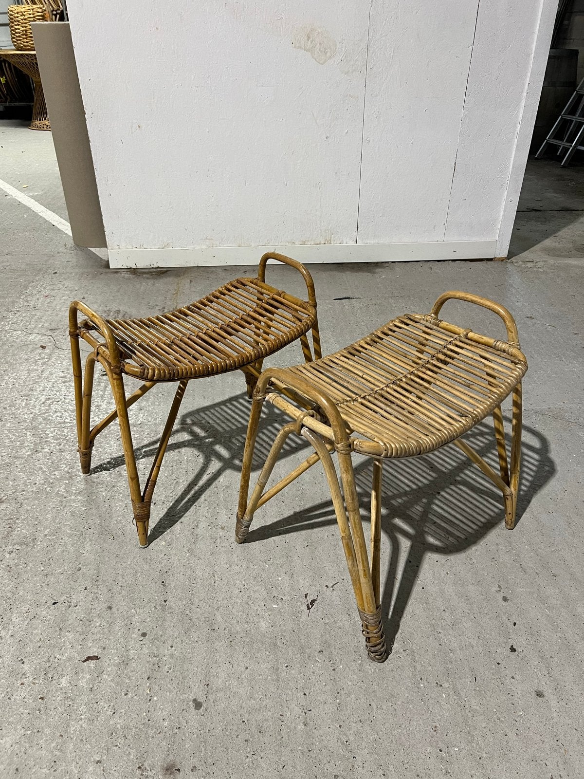 Vintage rotan krukjes  (ook per stuk), Ophalen, Gebruikt, Twee, Bruin