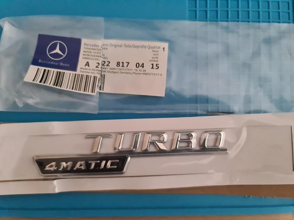 Mercedes-Benz Turbo 4MATIC Embleem - Origineel, Ophalen of Verzenden, Nieuw, Mercedes-Benz