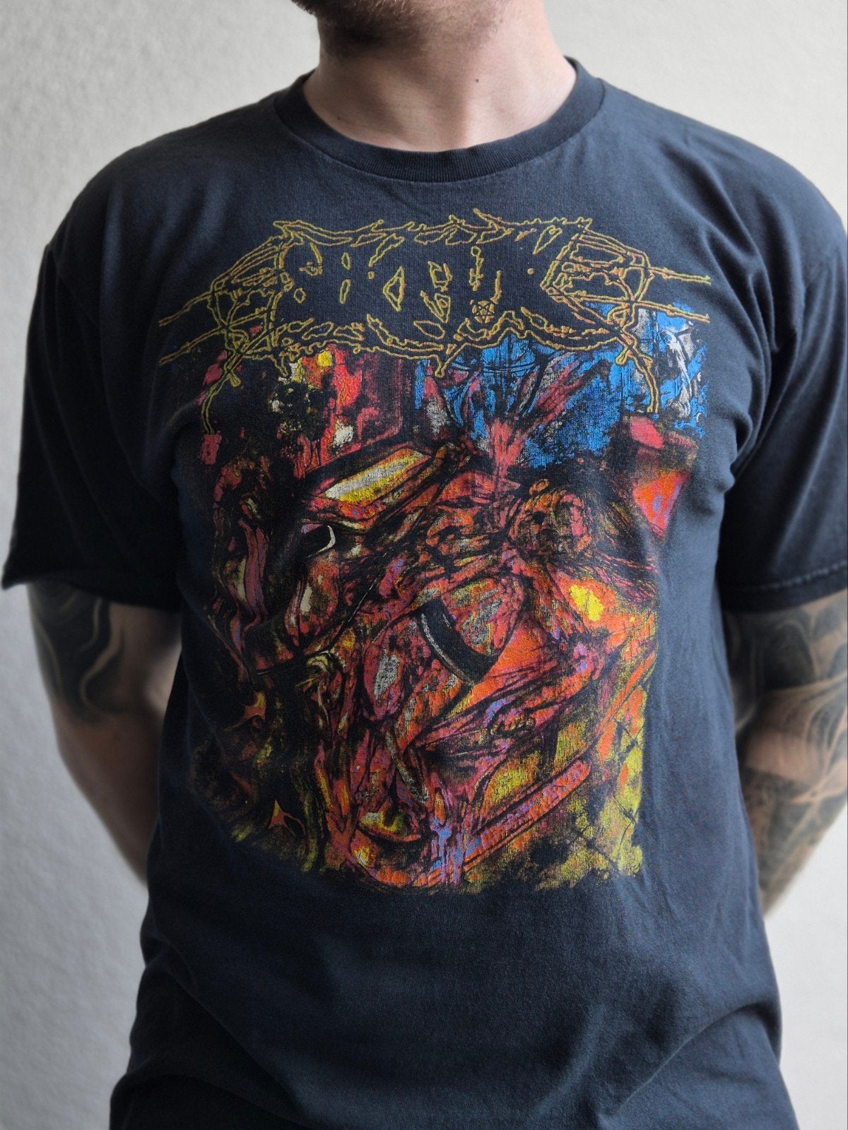 Sikfuk t-shirt, Brutal Death Metal Goregrind bandshirt, Ophalen of Verzenden, Gedragen, Maat 52/54 (L), Zwart