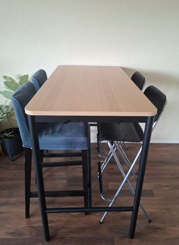 IKEA Bartafel + 4 Barstoelen (Complete Set), Ophalen, Gebruikt, 100 tot 150 cm, 50 tot 100 cm