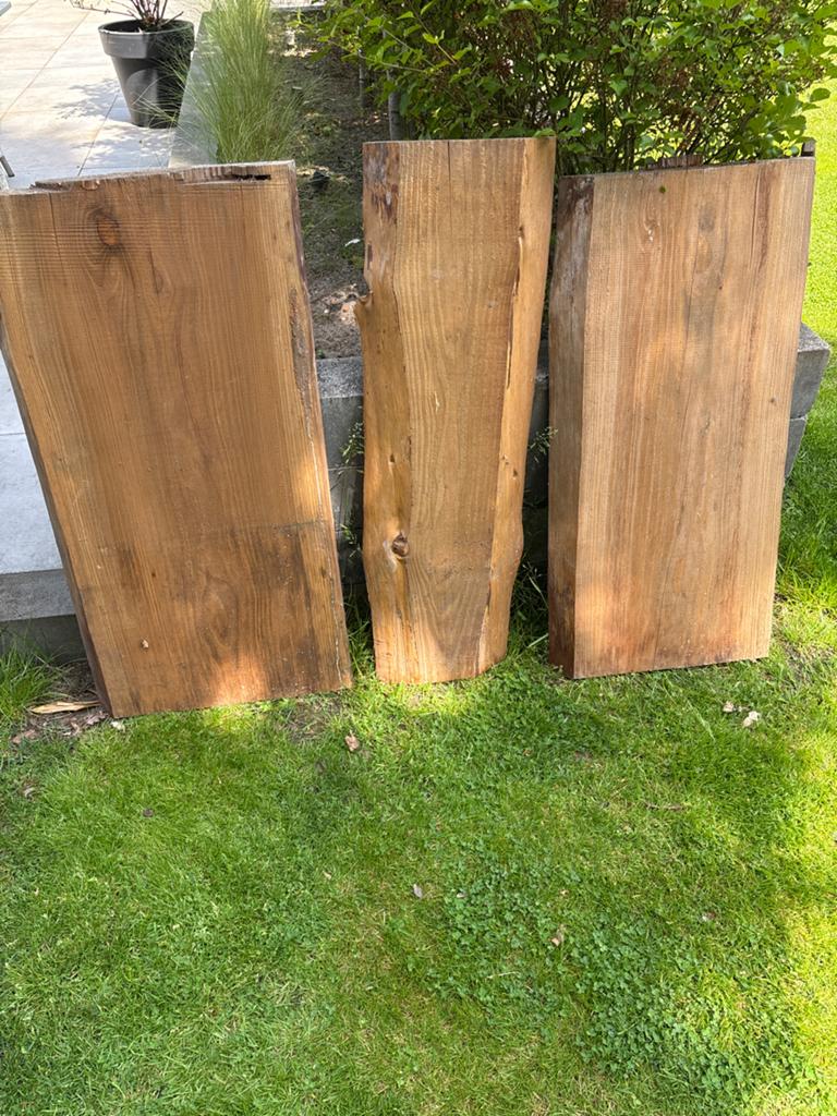 3 gedroogde Douglas planken, 5 cm dik, diverse breedtes, Ophalen, Gebruikt, Plank, 50 mm of meer