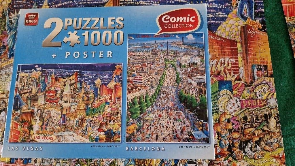 2 x 1000 stukjes Barcelona en Las Vegas  COMPLEET !!, Ophalen of Verzenden, 500 t/m 1500 stukjes, Zo goed als nieuw, Legpuzzel