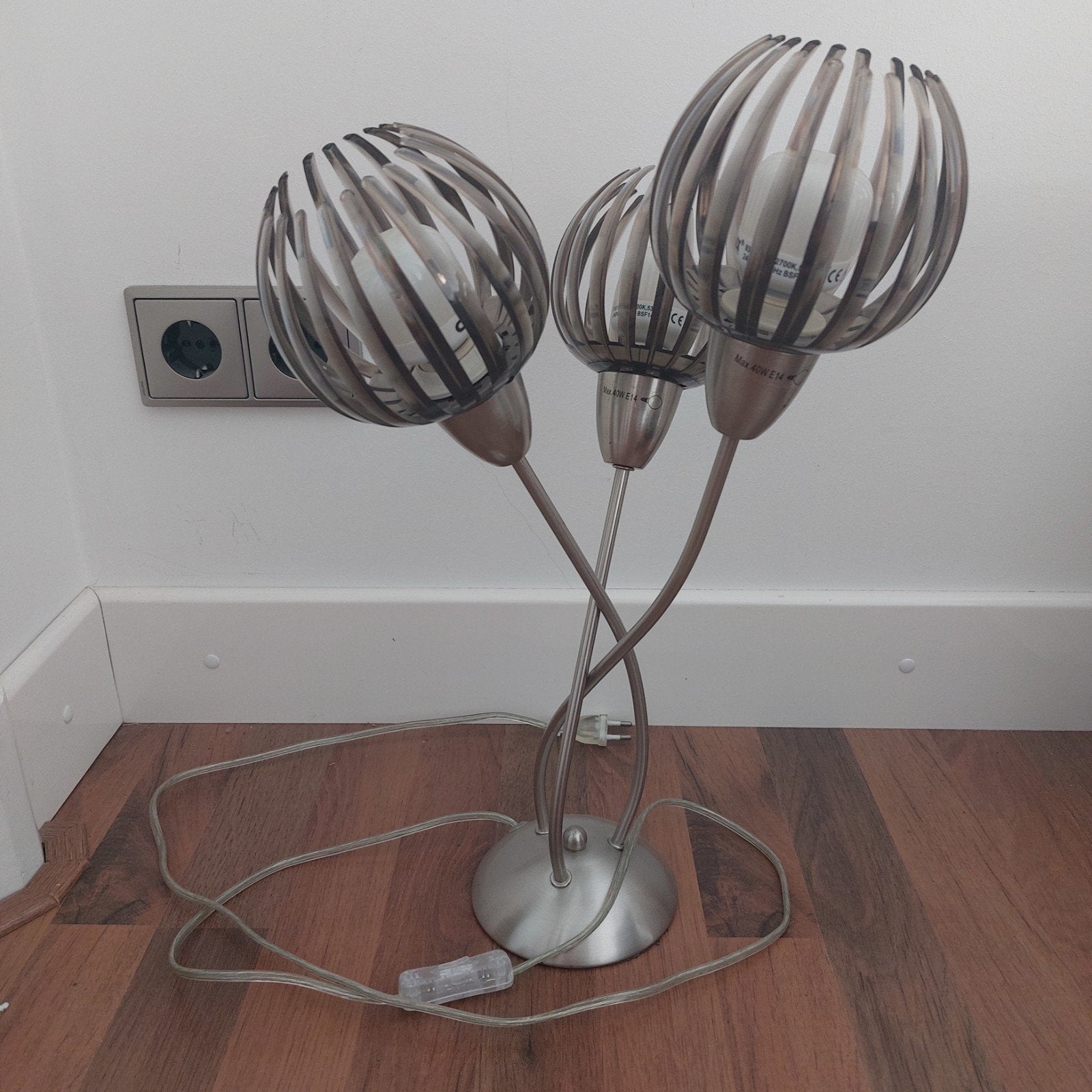 tafellamp. rvs. staande lamp, Huis en Inrichting, Lampen | Tafellampen, Ophalen, Overige merken, Met schakelaar, E14 (klein)
