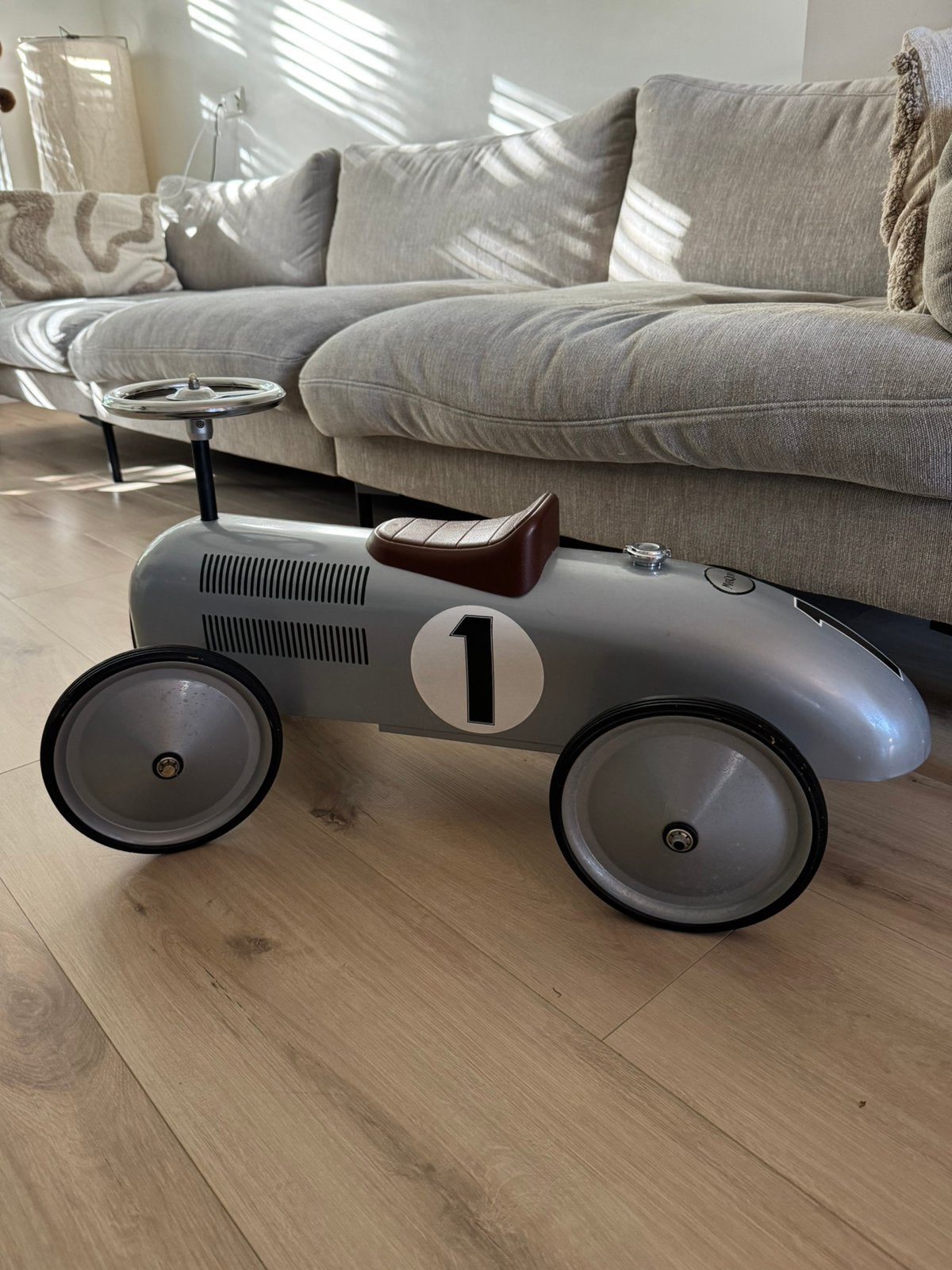 Vintage Retro Loopauto / Raceauto – Grijs, Ophalen, Zo goed als nieuw