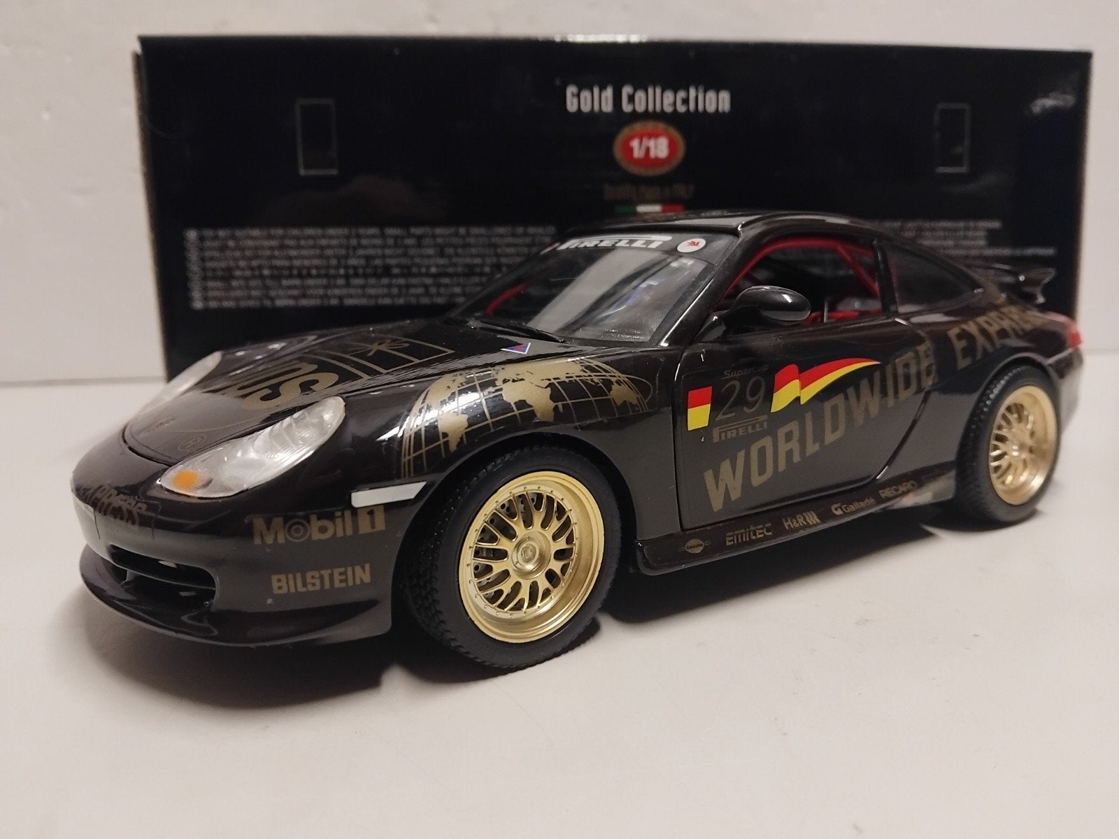 Porsche 911 GT1 Cup zwart UPS Bburago metal 1:18 KRD, Hobby en Vrije tijd, Ophalen of Verzenden, Zo goed als nieuw, Auto, Bburago