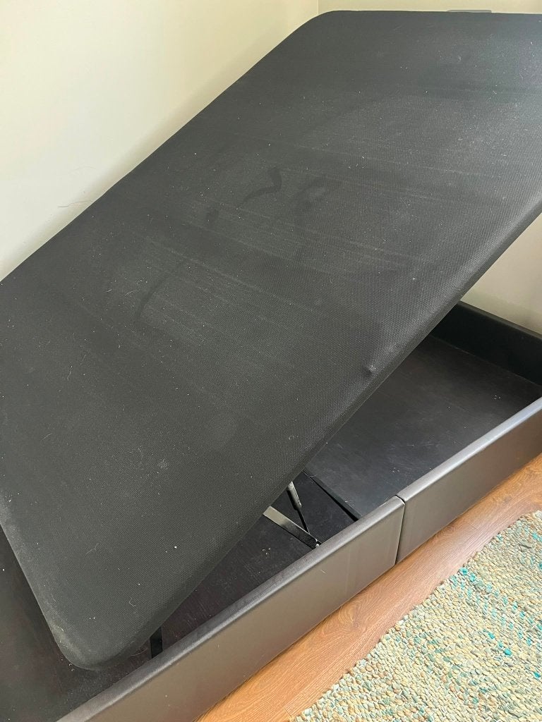 IKEA Kvitsoy zwart bedframe met opbergruimte - 200x140x30cm, Ophalen, Gebruikt, Zwart, Tweepersoons