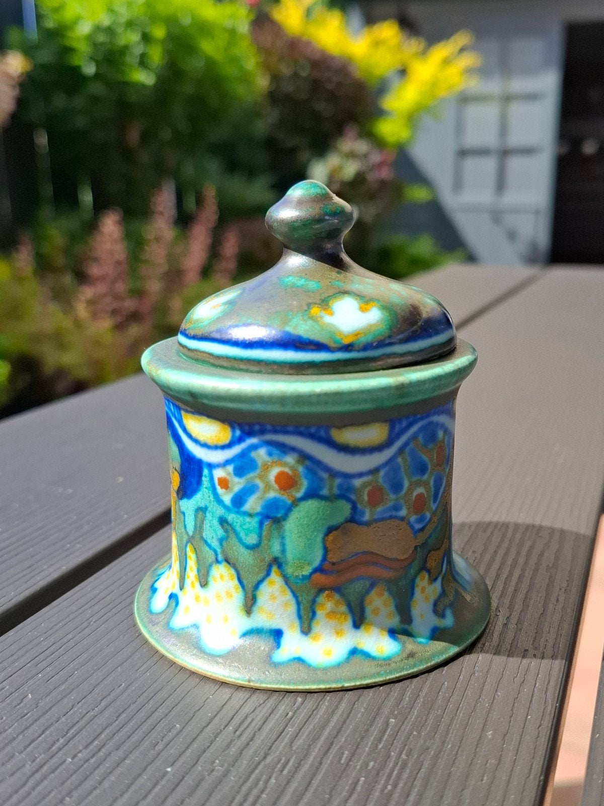 Zeldzame Gouda plateel inktpot Corona, Ophalen of Verzenden