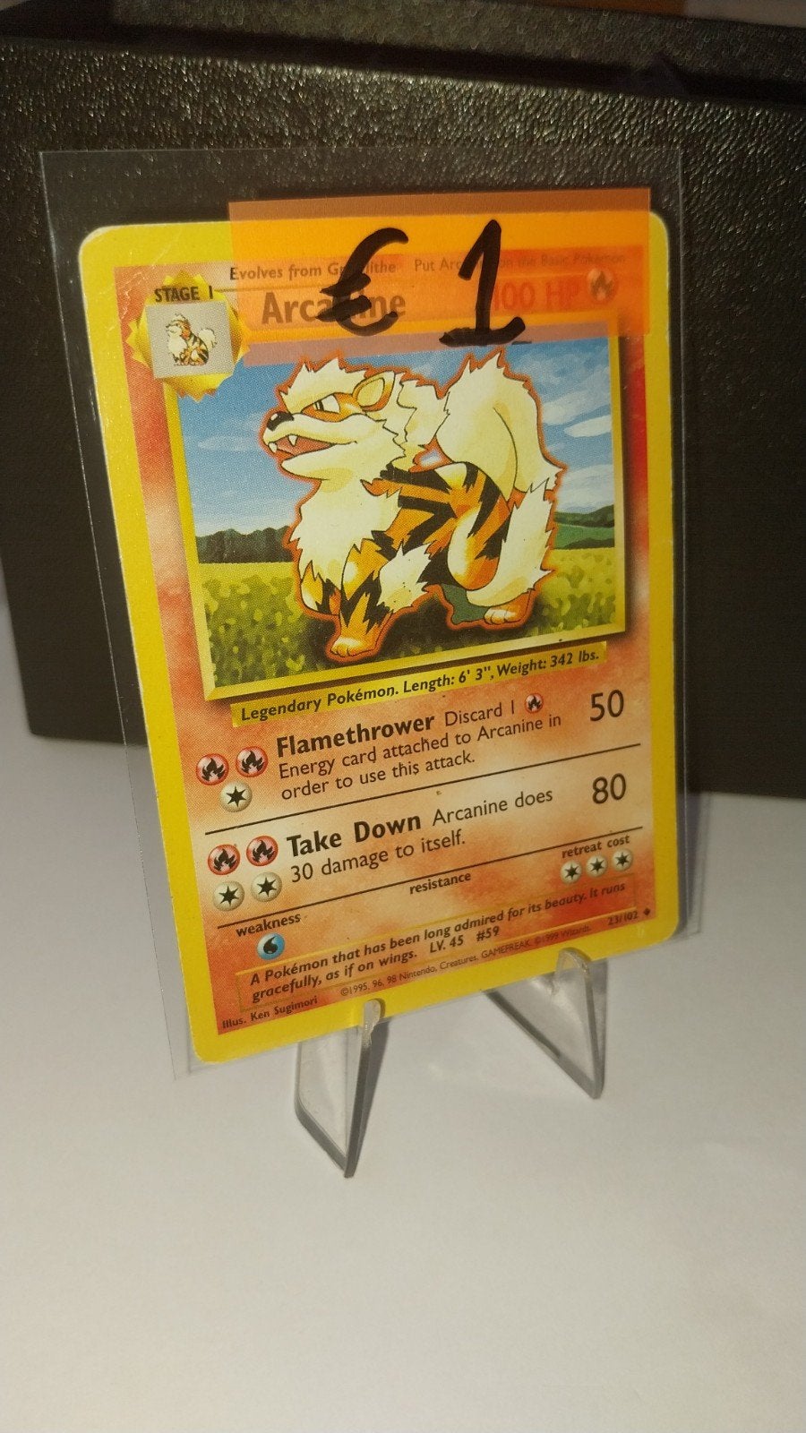 Arcanine - Base Set 1999, Hobby en Vrije tijd, Verzamelkaartspellen | Pokémon, Ophalen of Verzenden, Gebruikt, Losse kaart