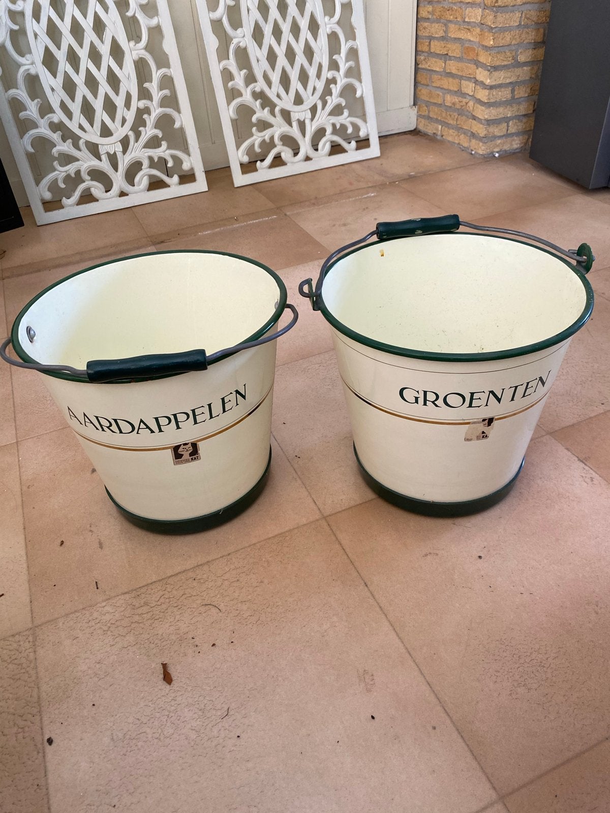 Super Kat Emaille Groente en Aardappel Emmers, Ophalen