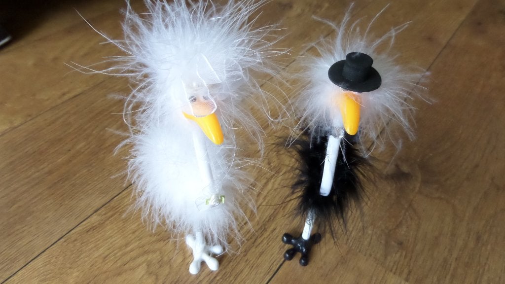 witte bruid vogel pen en zwarte bruidegom vogel pen bruiloft, Ophalen of Verzenden, Nieuw, Feestartikel, Geboorte of Huwelijk