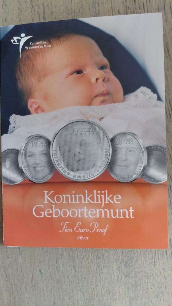 Koninklijke Geboortemunt Catharina-Amalia 2004 Zilver Proof, Koningin Beatrix, Euro's, Ophalen of Verzenden, Losse munt