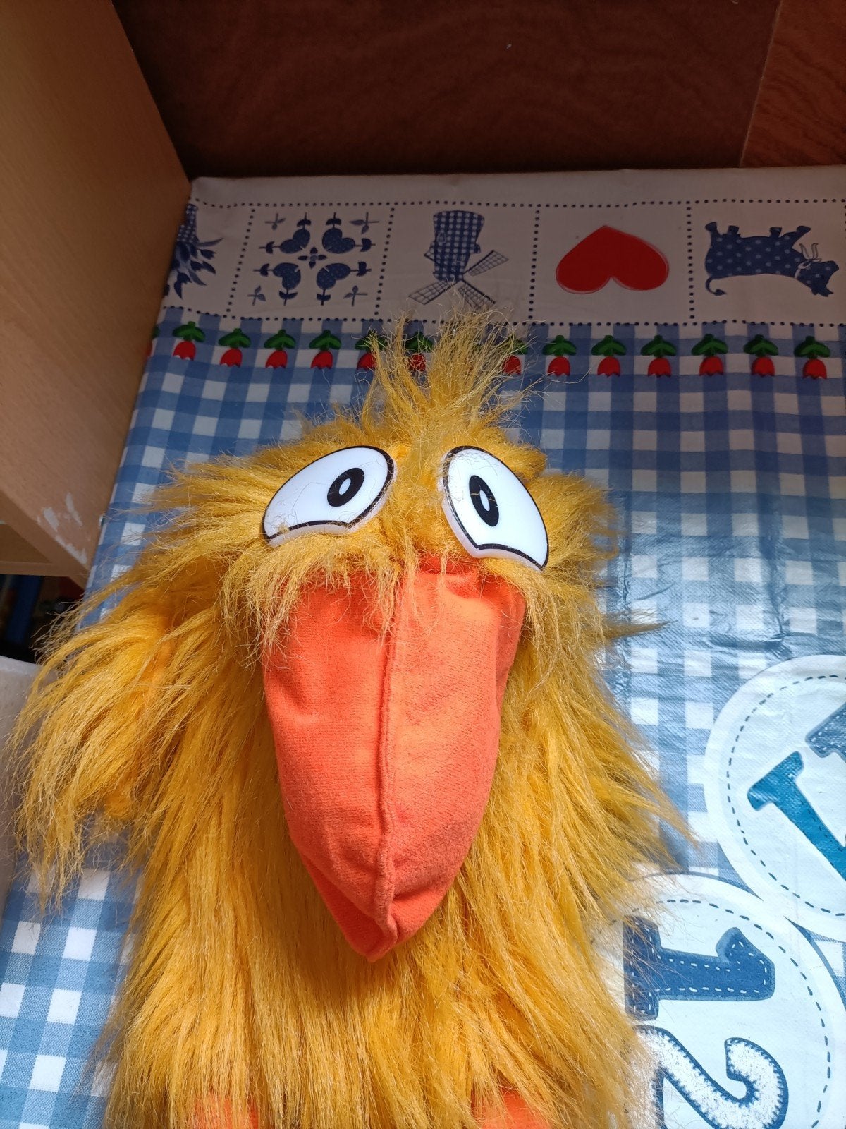 Gele kraai handpop vogel met piepje rekenhulp, Ophalen of Verzenden, Zo goed als nieuw, Overige typen