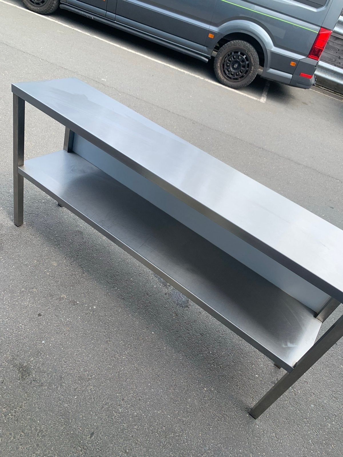 RVS Werkbank / Bar met Opbergplank - Gebruikt, Ophalen, Gebruikt