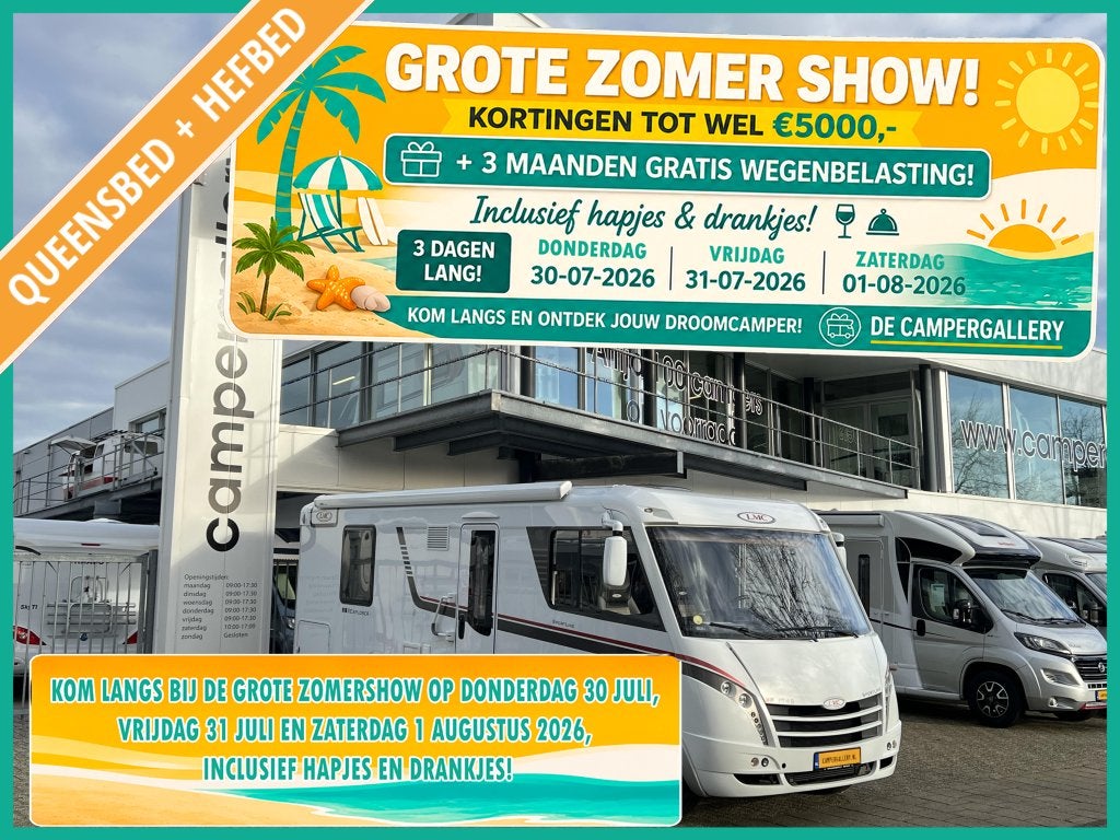 LMC Explorer SportLine 745 QUEENSBED+HEFBED 2X ZONNEPANEEL, Caravans en Kamperen, Campers, Integraal, Fiat, 7 tot 8 meter, Bedrijf