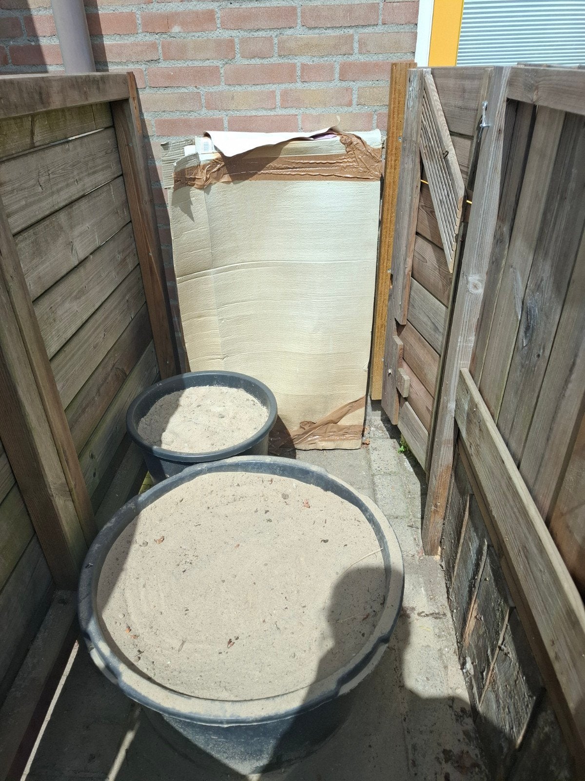 gratis geel zand, Tuin en Terras, Ophalen, Rechthoekig, Hout