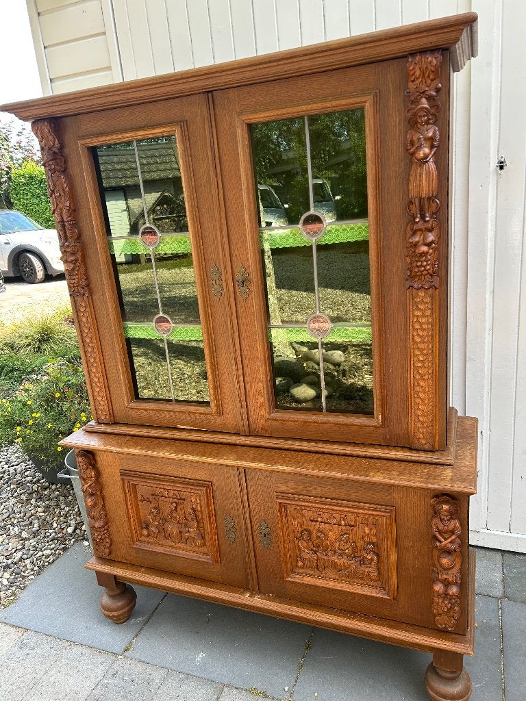 Buffetkast, Ophalen, 100 tot 150 cm, Antiek, brocante, Glas